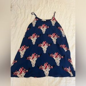 Navy, floral, longhorn dress